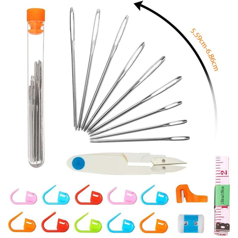 Yetaha かぎ針セット 11本編み針 毛糸針 手縫い針 レース針 ジャンボかぎ針 ステッチマーカー 段数マー..