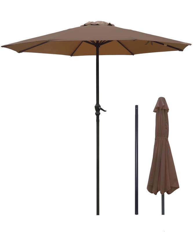 パラソル ガーデンパラソル 270cm uvカット 撥水 鉄製 ハンドル開閉 ビーチパラソル ガーデニング 庭 テラス アウトドア ビーチ キャンプ 日傘 折りたたみ 日よけ (コーヒー色)