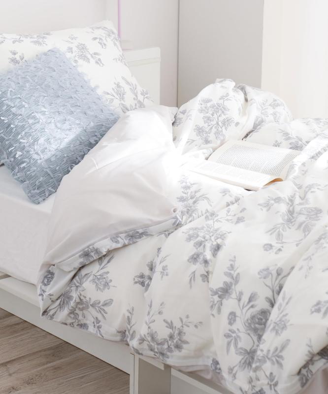 Francfranc フランフラン クラシックフラワー 掛け布団カバー セミダブル グレー 花柄 モノトーン グレー