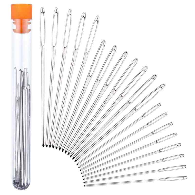 Hymyily 手縫い針 丸針 20本入り 長さ約70mm60mm52mm 大きな目の鈍い針 革工具 クラフト工具 特殊針セ..