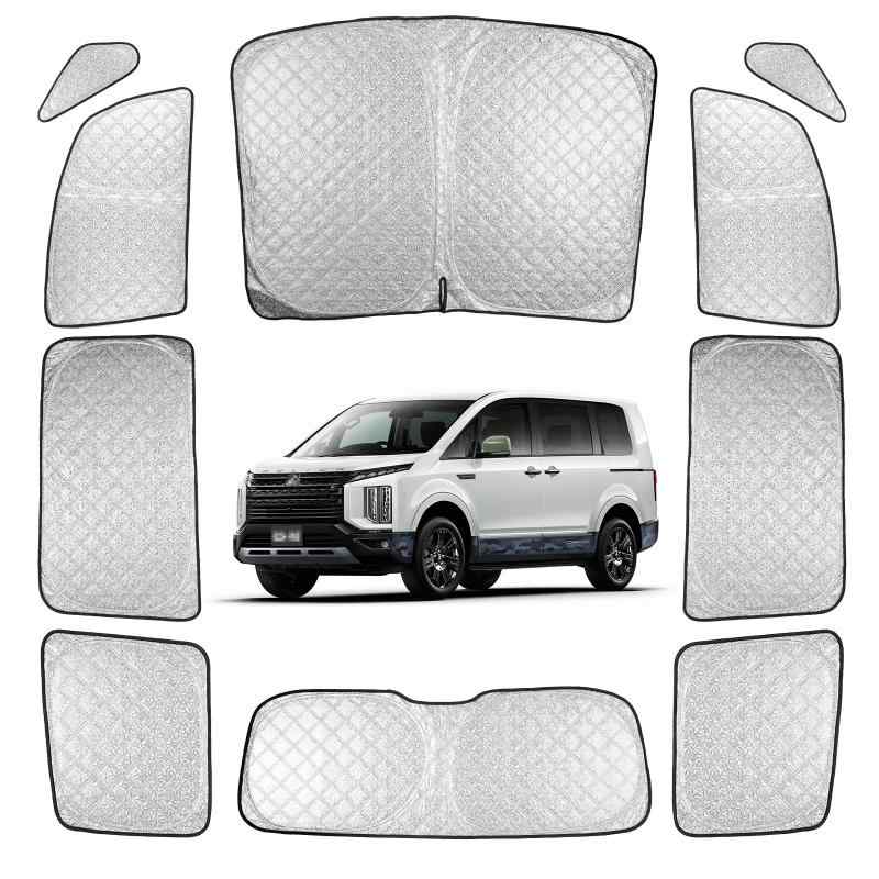 Perrace デリカ D5 用サンシェード 車用 サンシェード 断熱 遮光シェード 車窓日よけ 車中泊グッズ アウトドア 露天駐車 DELICA D5 UVカット 日除け 取付簡単 収納便利 全窓対応 10枚セット