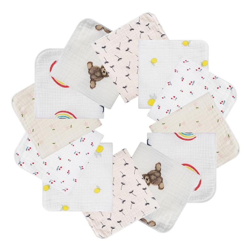 ガーゼハンカチ 赤ちゃん ガーゼ ハンカチ よだれかけ 綿100％ 2重ガーゼ 12枚セット 30*30cm 薄手 速..