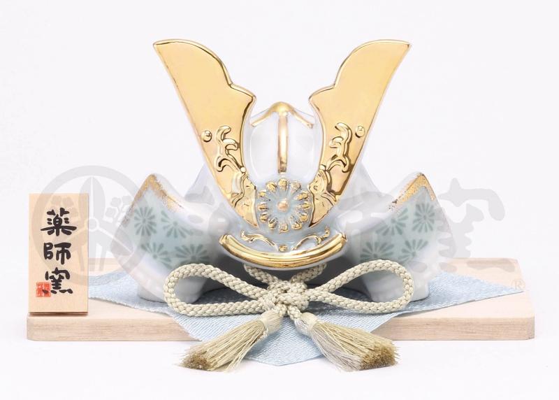 染絵出世兜(白藍)[7cm] | 五月人形 端午の節句