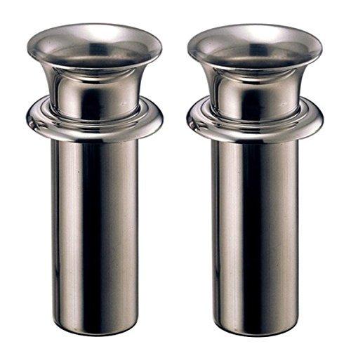 お墓用花立 ステンレス製 中入れ式 ツバ付タイプ 筒径：58mm（大） リング下深さ：145mm 1対2本セット ..