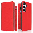 Havaya Galaxy S25 ケース ギャラクシーS25 ケース 手帳型 本革 ストラップ SC-51F スマホケース SCG31 レザー au 耐衝撃 docomo SoftBank カード収納-レッド