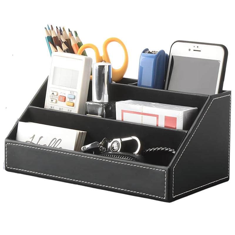 デスクオーガナイザー リモコンホルダー ペン立て ブラック 鉛筆立て 収納ボックス 卓上 NYANDELMO ND-0071-R20-BK