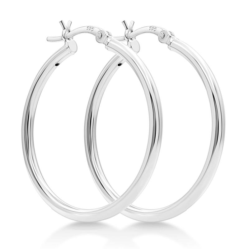 KEZEF (ケゼフ) フープピアス .925 スターリングシルバー ピアス フープイヤリング チューブクリックトップ ピアス レディース メンズ 2mm 直径サイズ 30mm(3)