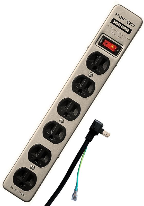 fargo 電源タップ 延長コード スイッチ コンセント 雷 雷サージ 家電 AC 6個口 DIY スチール STEEL お..