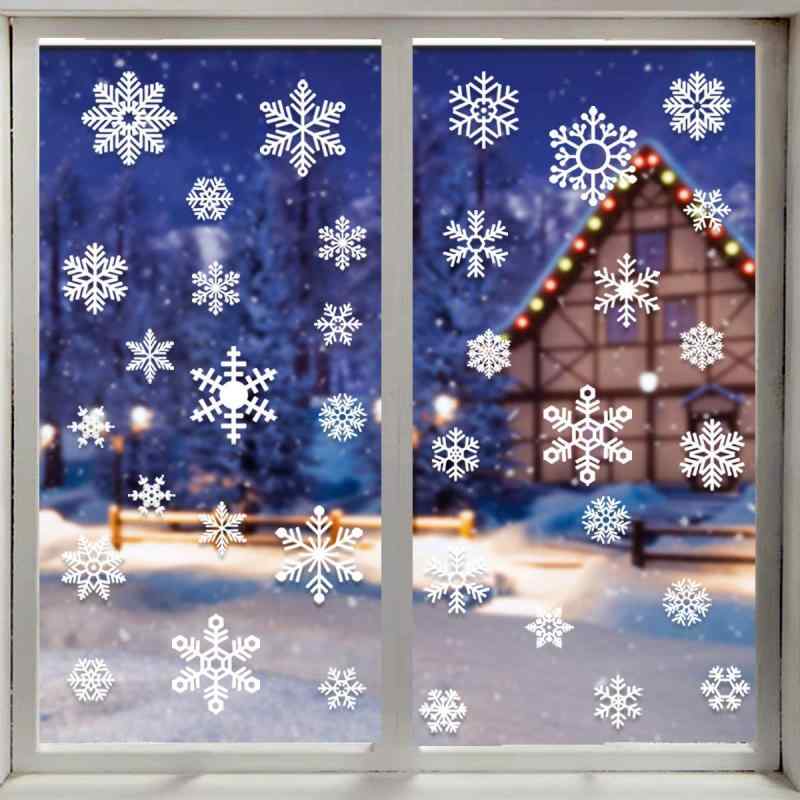 LOKIPA クリスマス 飾り 静電ステッカー 剥がせる 汚れない 48pcs入り ステッカー 静電気シール 窓ステッカー 壁飾り 小物 部屋 装飾品 インテリア (雪)