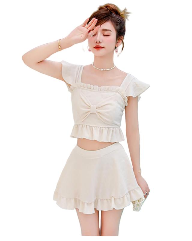 [OLATONG] 水着 レディース 体型カバー ビキニ 2点セットセパレート ビスチェ風 タンキニ ラッシュガー..