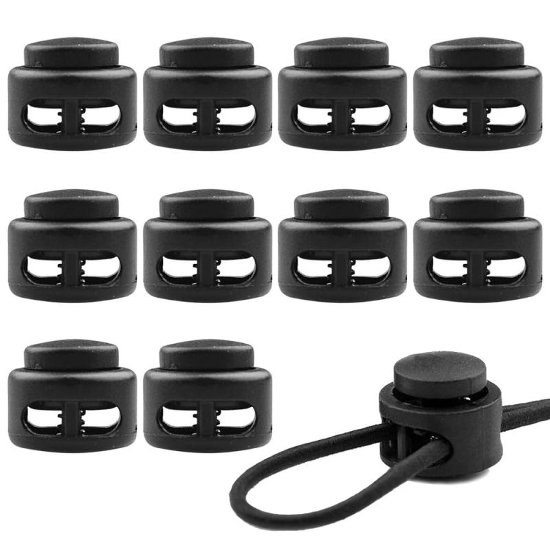 [YFFSFDC] コードストッパー 2つ穴 コードロック スプリング 紐止め 靴/帽子/スポーツウェアなどの紐に 交換/補修用 DIY アクセサリー パーツ (丸型10pcs)(3)