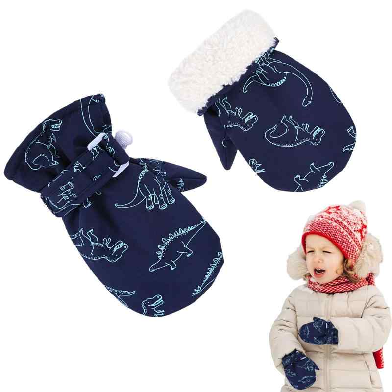 [Umeloeo] スキーグローブ キッズ 子供 手袋 暖かい 可愛い おしゃれ 恐竜 スキー スノー グローブ ベビー ミトン 冬 防寒 防水 防風 保温 耐磨耗性 滑り止め 通園 通学 自転車 雪遊び アウトド