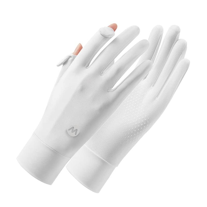 [MEPOKI] UVカット手袋 レディース 手袋 薄型 UPF50+【手のひらメッシュ通気設計・夏でも蒸れない】接触冷感 右手2指出し・タッチパネル対応 UV手袋 日焼け防止手袋 日よけ手袋 薄型 通勤 通学