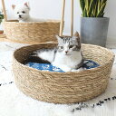 楽天WNFASHION猫 ベッド 春夏用 猫用品 大型猫 ベッド 涼しい 手編み 蒲草 手作り 天然素材 通気性 清潔 快適 ペットベッド おしゃれ S