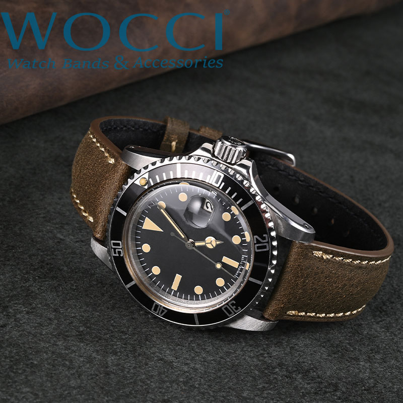 WOCCI レトロ 時計バンド 18mm 20mm 22mm イタリアレザー ビンテージ 高級 腕時計ベルト 交換ツール付き