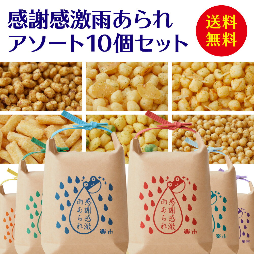 \その時、間に合う/ 最強翌日配送 感謝感激雨あられ アソート 10個セット あられ おかき 甘くない お返し 退職 異動 挨拶 お菓子 をかし楽市 国産 もち...