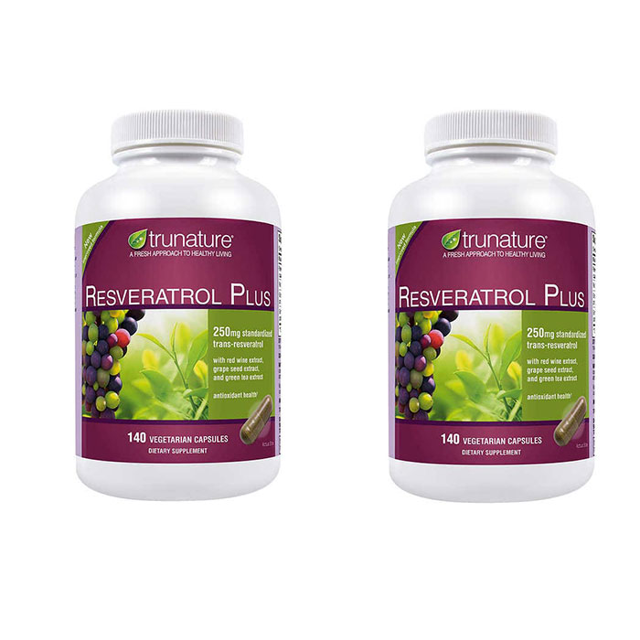 お得な2パックセット　Trunature社　レスベラトロール　Resveratrol Plus 250mg 250mg　/140cap　trunature 140 Vegetarian Capsules