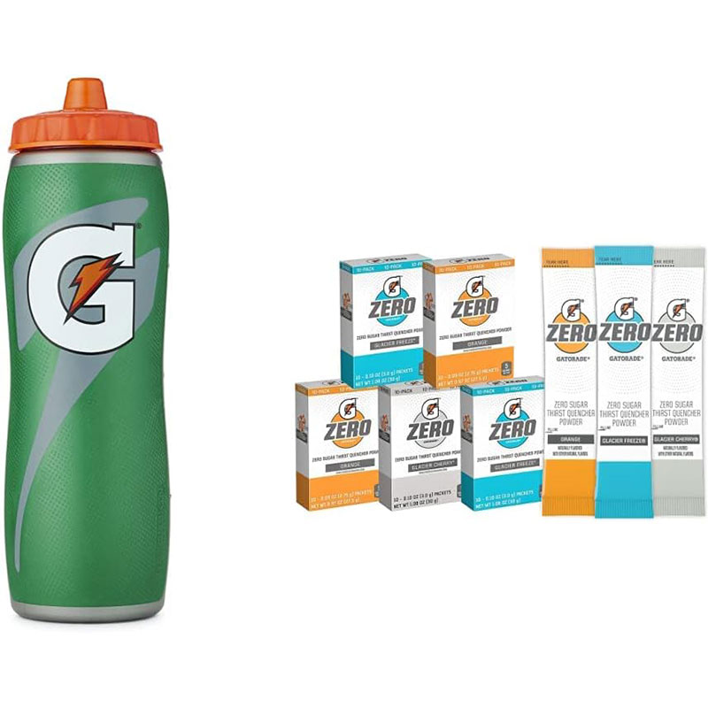 超お得な50スティック入り！Gatorade G　ゲータレード　 Zero Powder 糖分ゼロパウダー　50回分+ボトルプレゼント　 Gatorade G Zero Powder, Glacier Cherry Variety Pack, 0.10oz Individual Packets+　Gatorade Water Bottle, 32 Ounce Bottle