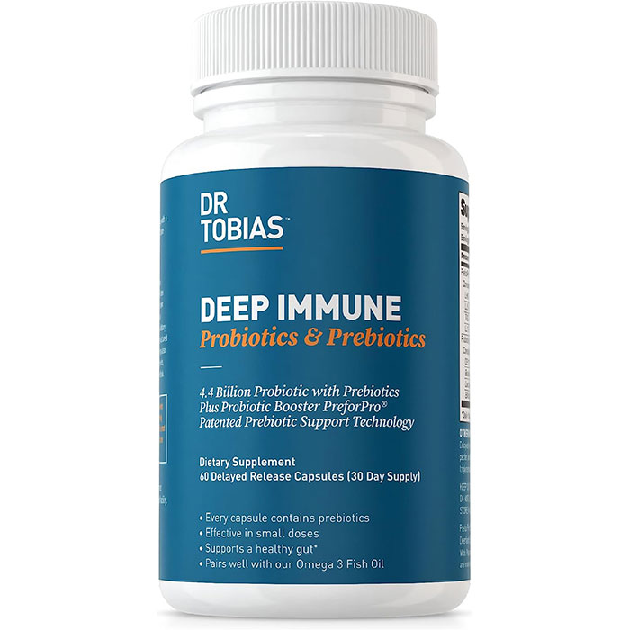 プロバイオティクス　乳酸菌44億　60粒入り　Dr. Tobias Deep Immune Probiotics & Prebiotics, 4.4 Billion CFU Probiotics for Women & Men