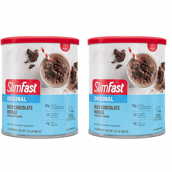 ̥SlimFast ե ե 34ʬ2 å祳졼  å ץƥ ƥե꡼ SlimFast Original Meal Replacement Powder Rich Chocolate Royale10g of Protein, 34 Servings 884g