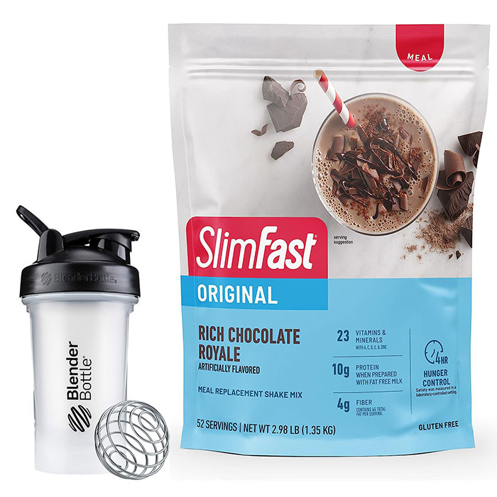 特大サイズ！スリムファスト リッチチョコレート ロイヤル ブレンダーボトルプレゼント！ SlimFast-Shake Mix 52食分 ダイエット プロテイン SlimFast Meal Replacement Powder, Original Rich Chocolate Royale, Weight Loss Shake Mix, 10g of Protein/ 52 Servings