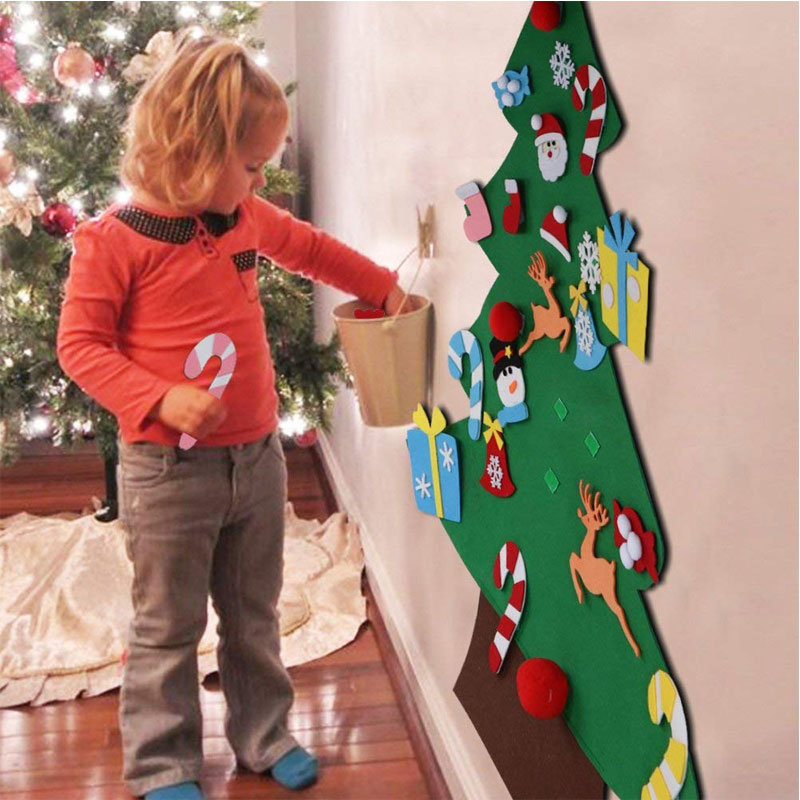 DIY フェルトクリスマスツリー オーナメント Tapestry (タペストリー) Aytai DIY Felt Christmas Tree Set with Ornaments for Kids, Xmas Gifts, New Year Door Wall Hanging Decorations