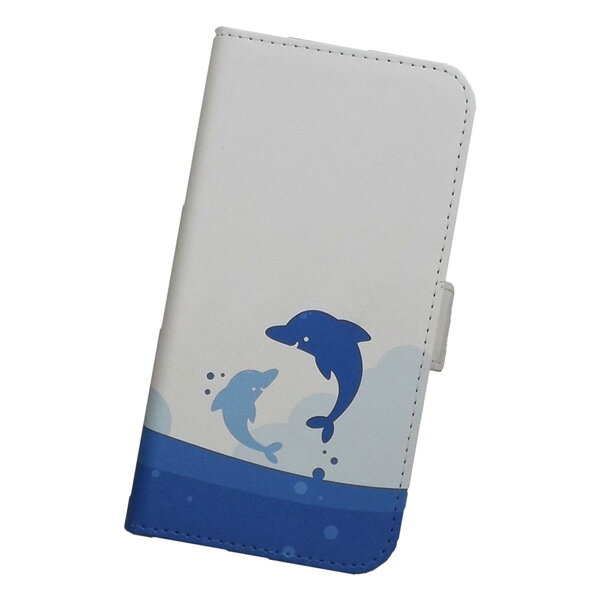スマホケース ショートベルト 手帳型 全機種対応 プリントケース イルカ ヨット 海 マリン 碇