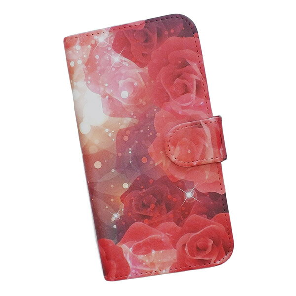 Rakuten - Android One S10 用 スマートフォンケース スマホ カバー スマホケース 手帳型 プリントケース ローズ 薔薇 花柄 キラキラ 光(096)