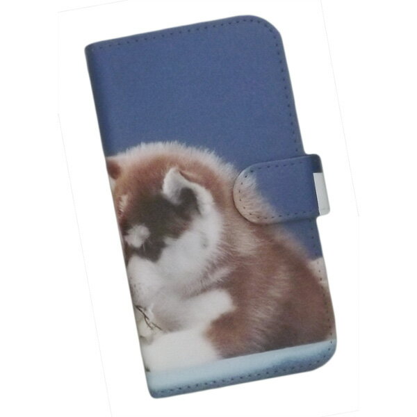 Rakuten - arrows We2 Plus F-51E/M06 用 スマートフォンケース スマホ カバー スマホケース 手帳型 プリントケース 犬 花 シベリアンハスキー かわいい 子犬(140)