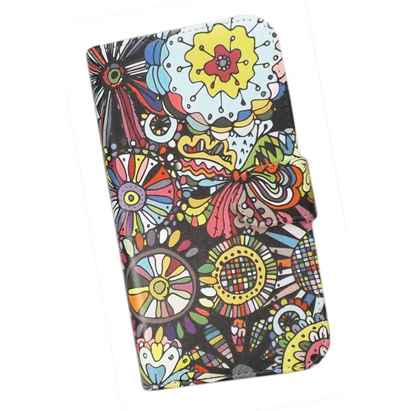 らくらくスマートフォン F-01L/F-42A 用 スマートフォンケース スマホ カバー スマホケース 手帳型 プリントケース 花柄 パターン画 花 おしゃれ(160)