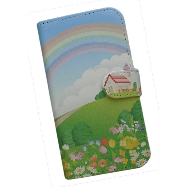Libero 5G IV A302ZT 用 スマートフォンケース スマホ カバー スマホケース 手帳型 プリントケース 風景 花 虹 空 雲 木 家(243)