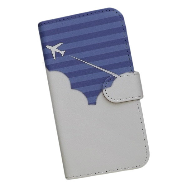 らくらくスマートフォン F-01L/F-42A 用 スマートフォンケース スマホ カバー スマホケース 手帳型 プリントケース 飛行機 雲 空(287)