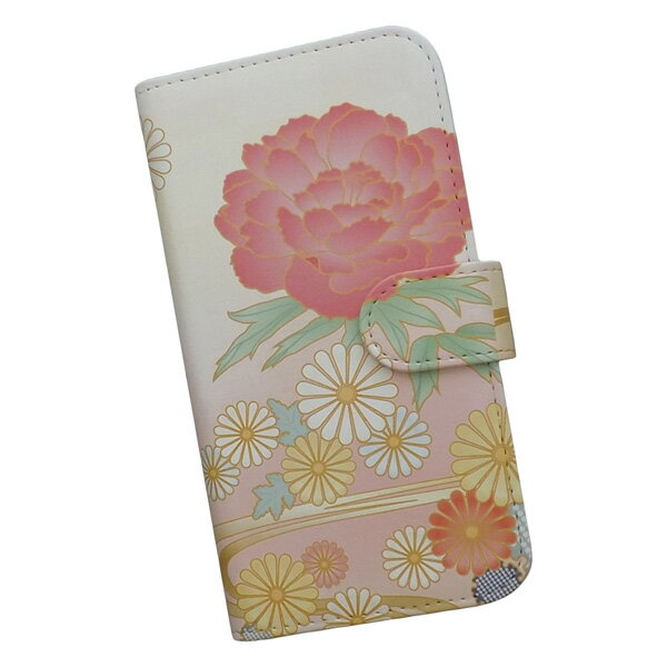 arrows We2 Plus F-51E/M06 用 スマートフォンケース スマホ カバー スマホケース 手帳型 プリントケース 花柄 和柄 ぼたん 菊 花(504)