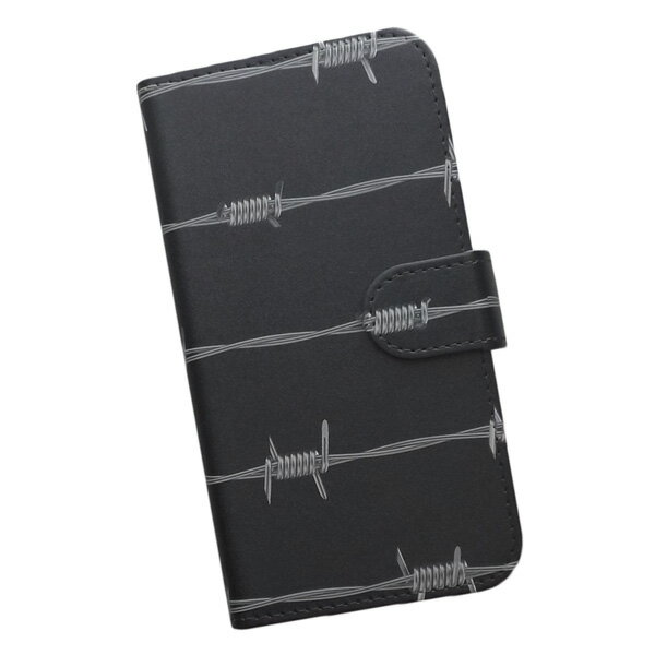 スマホケース 手帳型 全機種対応 プリントケース 有刺鉄線 針 ワイヤー バラ線 モノトーン(514)