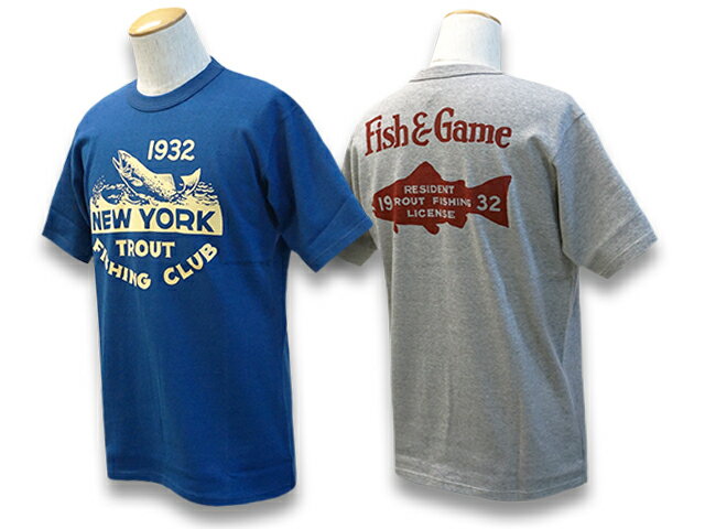 全2色2022SP「Short Sleeve Crew Neck Tee”1932 FISH&GAME/ショートスリーブクルーネックTee”1932フィッシュ&ゲーム”」(2225002)(アメカジ/ハーレー/WOLF PACK/ウルフパック)