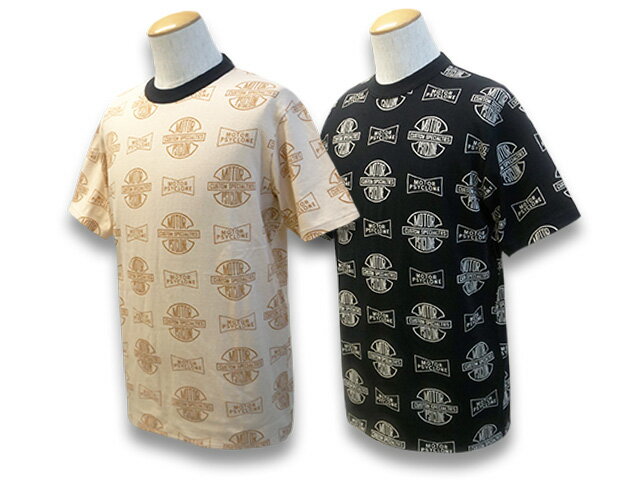 全2色2022SP「Short Sleeve Crew Neck Tee”Motor Psyclone All Over Print”/ショートスリーブクルーネックTee”モーターサイクロンオールオーバープリント”」(2225027)(アメカジ/ハーレー/ウルフパック)