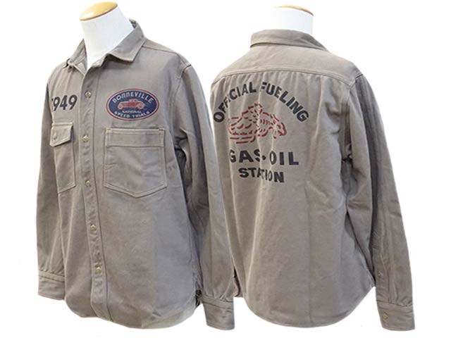 【FREE WHEELERS/フリーホイーラーズ】2024FW「Work Shirts Gemsa”BONNEVILLE OFFICIAL FUELING STATION”/ワークシャツジェムサ”ボンネビルオフィシャルフューエリングステーション”」(2433003)(アメカジ/ハーレー/ホットロッド/WOLF PACK/ウルフパック)