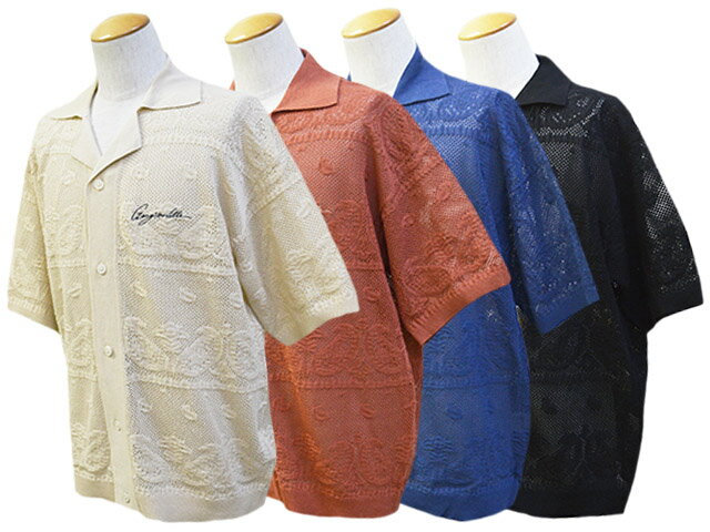 全4色【GANGSTERVILLE/ギャングスタービル】2024SS「Jacquard Knit Shirts”PAISLEY”/ヂャカードニットシャツ”ペイズリー”」(GSV-24-SS-16)(WEIRDO/ウィアード/GLAD HAND/グラッドハンド/WOLF PACK/ウルフパック)