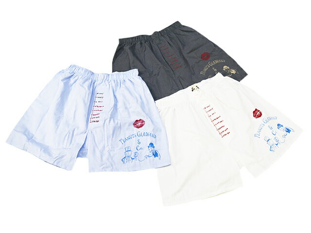 全3色【GLAD HAND/グラッドハンド】×【Peanuts&Co/ピーナッツカンパニー】2024SS「Standard Boxer Shorts”PANTY MESSAGE LOGO”/スタンダードボクサーショーツ”パンティーメッセージロゴ”」(04)(GANGSTERVILLE/WEIRDO/WOLF PACK/ウルフパック)