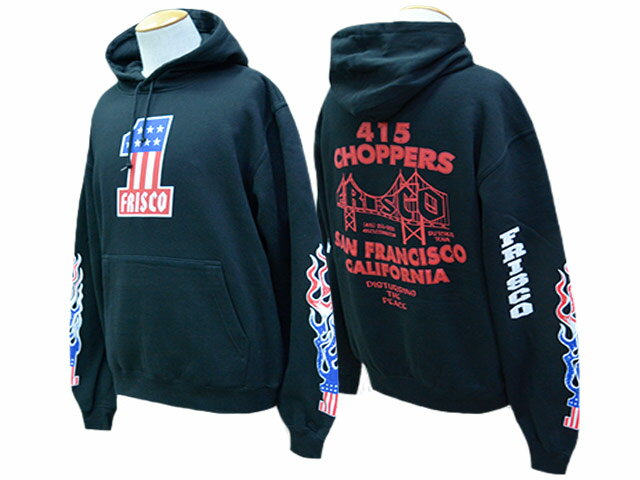 全2色【415 CLOTHING/415クロージング】「Printed Pullover Hoodie”FRISCO #1”/プリンテッドプルオーバーフーディー”フリスコ#1”」(FRISO/SO-CAL/フリスコ/ガベージワゴン/バイカー/アメカジ/ハーレー/ホットロッド/WOLF PACK/ウルフパック)