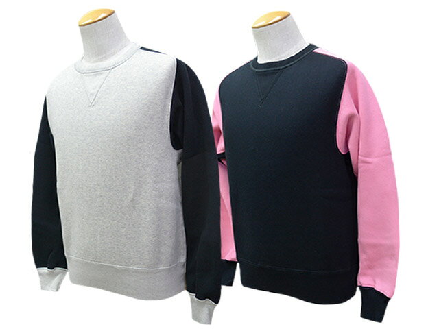 ギフト対応【Champs Sweat Shirt”2 Tone”】 商品詳細 【JELADO”ATHLETIC BRAND”/ジェラード”アスレチックブランド”】の2026SSコレクションより「Champs Sweat Shirt”2 Tone”/チャンプススウェットシャツ”2トーン”」になります。 CHAMPSから、待望の2トーンモデルが新たに登場。 今回は新色として、「ブラック×フラミンゴピンク」「ソルト＆ペッパー×ブラック」の2配色を展開。40年代のヴィンテージスウェットの配色をベースに、どこか懐かしいヴィンテージ感を漂わせるデザインに仕上げました。 この2モデルは、40年代当時のフリーダムスリーブスウェットをベースに、現代的なフィット感にアップデート。 ヴィンテージの空気感を残しながらも、着やすさとシルエットの美しさを両立させています。 ボディは旧式の編み機のアズマ編み機を使って丸胴（脇ハギ無し）で編み立てをしております。アズマ編み機という旧式の編み機はヴィンテージ感のある風合いと軽さが特徴の裏毛です。 この編み機は吊り編み機から革新編み機へと替わっていった70年代ころの編み機のひとつで、現存数が少ない希少な編み機です。 ゆっくり編むため日産数も少なく、ゆえに凹凸感のある表面とふっくらとした風合いが特徴の吊り編み機のような風合いが楽しめます。 起毛に関しても、開反生地であれば1回の作業工程で起毛ができますが、丸起毛の場合には丸を平面に合わせて4面の起毛を程こして、ぐるり1周の作業を行っているため、単純に4倍の手間がかかっております。染色する前に起毛かける先起毛で仕上げています。 縫製ビンテージに倣いほぼ二本針ですが、袖口は丸編みリブ、袖口リブは脇下の縫製の2本針からそのまま1回でリブを付けています。 当時の縫製をそのまま再現したヴィンテージではもはや手にすることは難しい一枚を再現いたしました。 【ソルト&ペッパー×ブラック】 【ブラック×フラミンゴピンク】 【クルーネック/両Vガゼット】 【フリーダムスリーブ/袖・裾のリブ】 【RIDING HIGHネームタグ/ブランドネームタグ】 【品番：AB21238】 【カラー：ソルト&ペッパー×ブラック・ブラック×フラミンゴピンク】 【素材：コットン100%】 【サイズ：38(M)・40(L)・42(XL)】 Size 38(M) 40(L) 42(XL) 裄丈 83cm 86cm 90.5cm 身幅 51cm 53.5cm 56.5cm 着丈 61cm 63.5cm 66.5cm ※ワンウォッシュ加工済みのため洗いによる縮は殆どございません。
