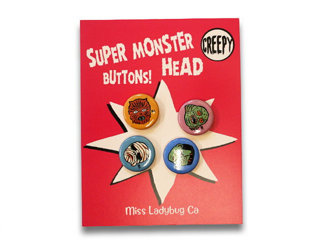 【Miss Ladybug/ミスレディーバグ】2021AW「Super Monster Head Buttons/スーパーモンスターズヘッドボタンズ」(MLB-21-AW-G08)【あす楽対応】(GANGSTERVILLE/ギャングスタービル/WEIRDO/GLAD HAND/グラッドハンド/WOLF PACK/ウルフパック)