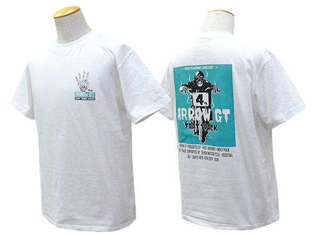 【FIRST ARROW's/ファーストアローズ】×【WOLF PACK/ウルフパック】「Crew Neck S/S Tee"ARROW GT 4th"/クルーネックショートスリーブTee”アローGTフォース”」(アメカジ/ホイールズアパレル/ハーレー/ホットロッド/アクセサリー)