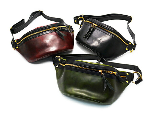 全3色「Chromexcel Leather Fanny Pack/クロムエクセルレザーファニーパック」(IPCEB-02)(ACCEL COMPANY/アクセルカンパニー/アメカジ/レザー/牛革/ハーレー/バイカー/ホットロッド/財布/鞄/バッグ/プレゼント/WOLF PACK/ウルフパック)