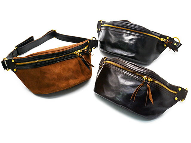 全3色「Horse Hide Fanny Pack/ホースハイドファニーパック」(IPHSB-05)(ACCEL COMPANY/アクセルカンパニー/アメカジ/レザー/馬革/ハーレー/バイカー/ホットロッド/財布/鞄/バッグ/プレゼント/WOLF PACK/ウルフパック)