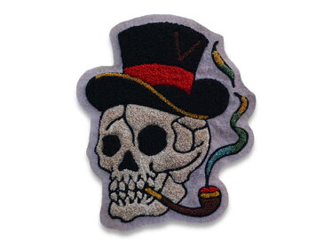 【TOMMY GUN/トミーガン】「Hand Made Patch”Skull Hat”/ハンドメイドパッチ”スカルハット”」 【DM便対応】【あす楽対応】(Fly Wheels/フライウィール/COTTON PICKIN TATTOO/コットンピッキンタトゥー/刺繍ワッペン)