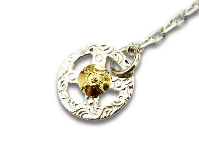 【FIRST ARROW's/ファーストアローズ】「Small Necklace Chain with Medicine Wheel with K18/K18付きメディスンホイール付きスモールネックレスチェーン」(O-063+P-077)(ネイティブ/インディアン/アメカジ/アクセサリー/プレゼント/WOLF PACK/ウルフパック)