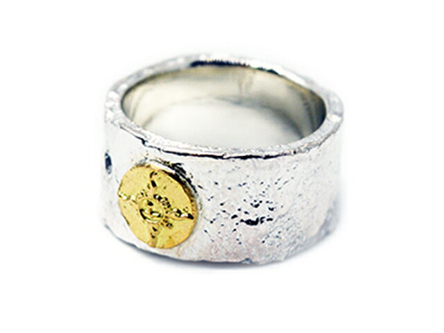Rakuten - 【FIRST ARROW's/ファーストアローズ】「Large Barerock Ring with K18/K18付きラージベアロックリング」(R-037)(ネイティブ/インディアン/ジュエリー/ハンドメイド/シルバー/ゴールド/アメカジ/ハーレー/アクセサリー/プレゼント/WOLF PACK/ウルフパック)