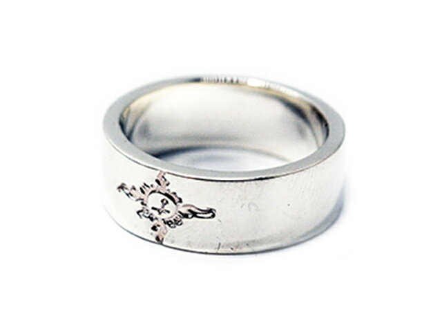 Silver - 【FIRST ARROW's/ファーストアローズ】「Flat Hammered 8mm Mark Carving Ring/平打8mmマーク彫りリング」(R-082)(ネイティブ/インディアン/ジュエリー/ハンドメイド/シルバー/アメカジ/ハーレー/アクセサリー/プレゼント/WOLF PACK/ウルフパック)