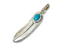 「Medium Feather with Turquoise Heart Feather”Left”/ターコイズハートフェザー付ミディアムフェザー”左向き”」(P-516L)(ネイティブ/インディアン/アメカジ/ハーレー/アクセサリー/WOLF PACK/ウルフパック)